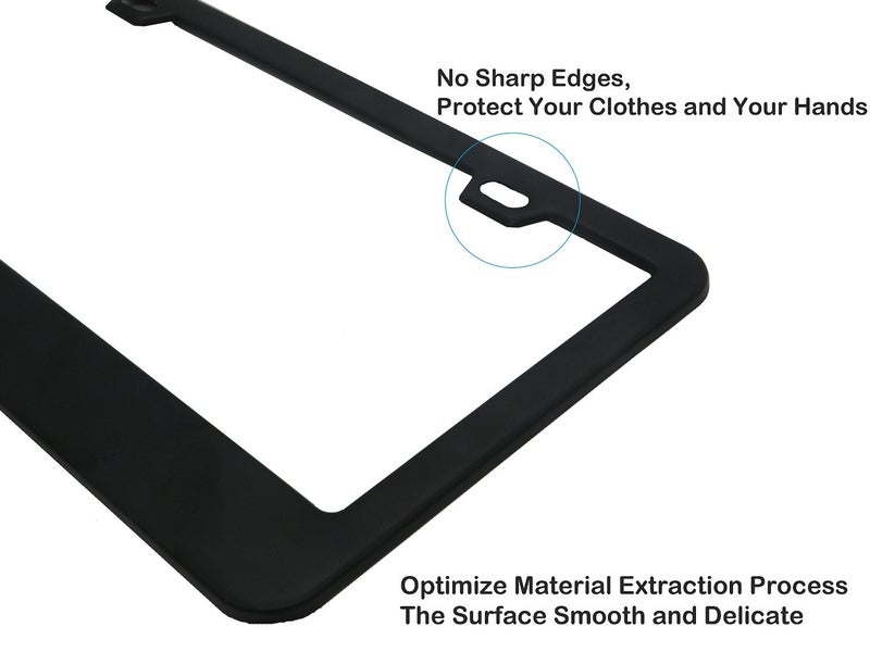 BIGANT Car License Plate Frame - Matte Stainless Steel License Plate Covers with Free Screws Fasteners + Black Screw Caps (2 Pack-Black) - Image 3